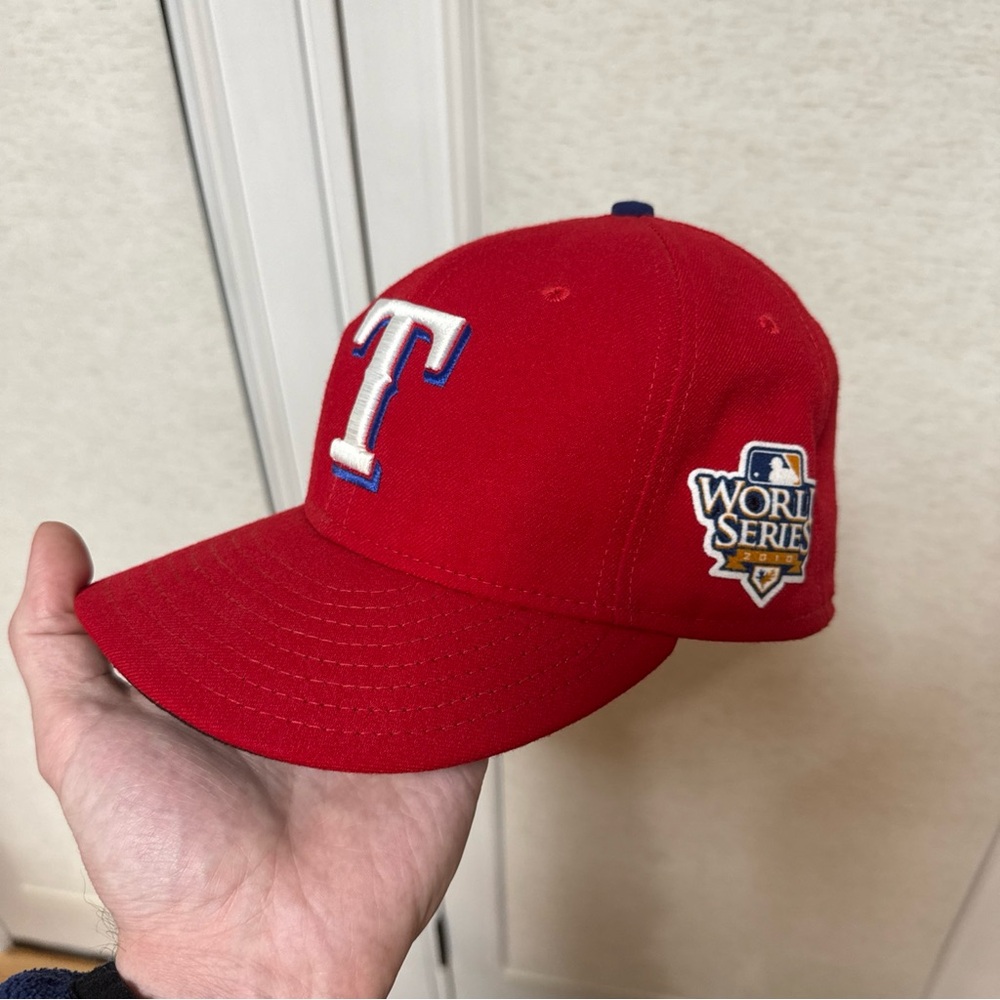 Texas Rangers World Series 2010 Patch Fitted Hat Mens Size 7 1/2 On Field Cap